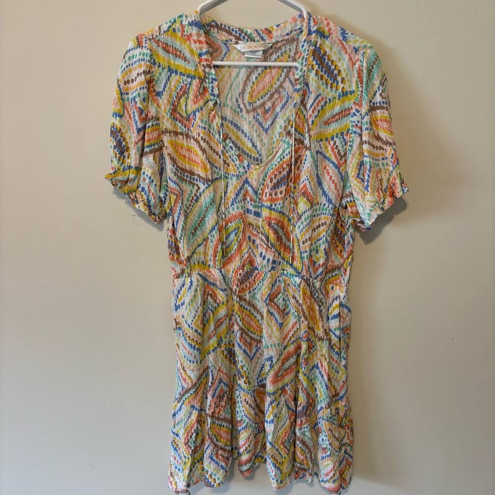 Women's La Blanca V-Neck Dress Swim Cover Up Size XL Sunbaked Jewels